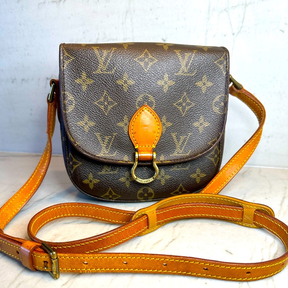 Auth LOUIS VUITTON Saint Cloud GM Shoulder Bag Monogram Leather Brown